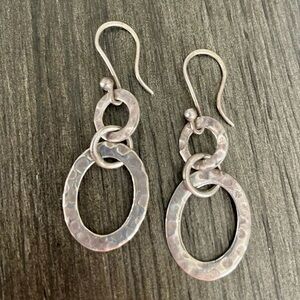 Sterling Silver Hammered Drop Earrings